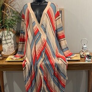 Hayden Los Angeles Red and Blue Striped Cardigan